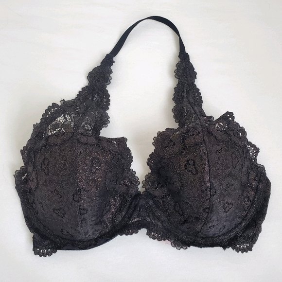 Black Lace Halter Neck Bra 36D